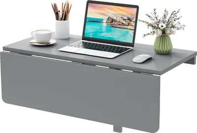 Produktbild von COSTWAY Wandmontierter Klapptisch, 80 x 60 cm, klappbarer Wandtisch, platzsparender Küchentisch Wandklapptisch für Küche Esszimmer Arbeitszimmer Grau