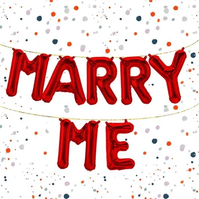 Produktbild von Folienballon Schriftzug Marry Me, Rot, ca. 40 cm für Luftbefüllung