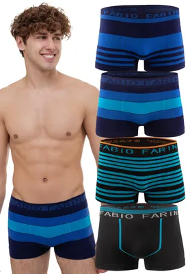 Produktbild von Fabio Farini - 4 Stück Herren Unterhosen - Männer Retroshorts aus weicher Microfaser im sportlichen Look mit Logoschriftzug