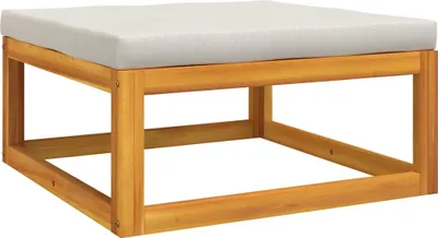 Produktbild von vidaXL Gartenhocker mit Hellgrauen Kissen Massivholz Akazie