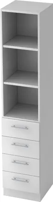 Produktbild von bümö office Schubladen Kombi - 4 Schübe - Nachbildung: Weiß, Griff: Relinggriff (Kunsstoff)