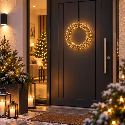 Türkranz 1400 warmweiße LED Weihnachtskranz Ø40cm IP44 Fernbedienung