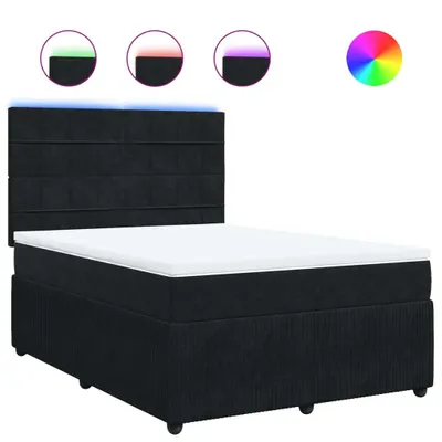 Produktbild von vidaXL Boxspringbett mit Matratze Schwarz 140x190 cm Samt
