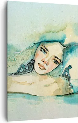 Produktbild von Bild auf Leinwand - Leinwandbild - Einteilig - Aquarell Frau Emotionen - 80x120cm - Wand Bild - Wanddeko - Wandbilder - Leinwanddruck - Wanddekoration - Leinwand bilder - Wandbild - PA80x120-4858