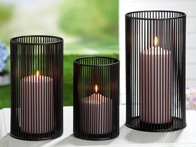 Produktbild von GILDE Windlicht, "Postrado", Metall, schwarz, , H. 28 cm, D. 15 cm 67992