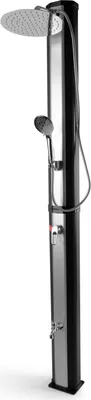Produktbild von Steinkirch Solardusche Edelstahl, 37 Liter, für den Garten, mit Stabhandbrause, Fußdusche, Duschkopf und Wasserhahn, Gartenschlauchanschluss, Solarbetrieben, Modell V22.1, Maße H2200x165x165mm, 200mm, 22x3cm