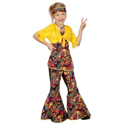 Produktbild von Hippiekostüm Kostüm Hippie Flower Power 70er Set Mädchen 60er Blumen Woodstock Gr. 116