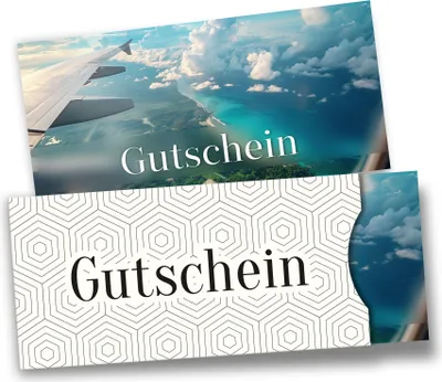 Produktbild von itenga Geschenkgutschein Fotodesign mit Hülle - Motiv REISE Postkarte zum Ausfüllen 21,0 x 9,8 cm