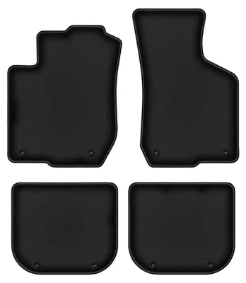 Image de Tapis de sol en moquette pour Audi A3 8L 1996-2001 (à hayon) – jeu 4 pièces, noirs, sur mesure – Wielganizator DURBAN