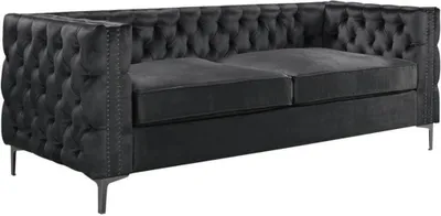 Produktbild von Schwarze chesterfield couch luxus samt stoff couchen sofa set sofas polster