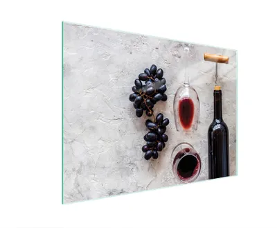 Produktbild von Glasschneidebrett Herdschutzplatte 40x30 cm aus gehärtetem Glas, Wein, rutschfeste Silikonfüße