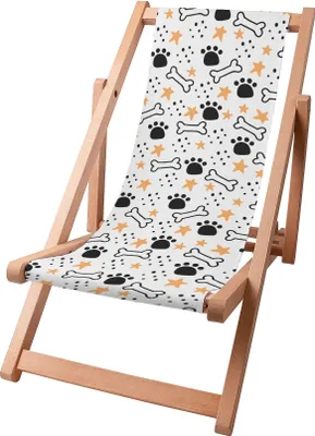 Produktbild von Dreamroots Kinder Liegestuhl klappbar Holz, bis zu 130 kg, Sonnenliege klappbar mit 3-stufiger Neigungsregulierung der Rückenlehne, Puppy Bones