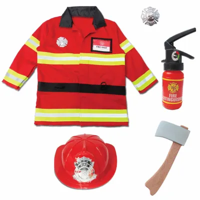 Immagine prodotto di Set di abbigliamento da pompiere per bambini - 6 pezzi, taglia US 3-4
