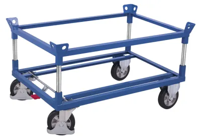 Produktbild von Palettenfahrgestell mit 2 Winkelrahmen, Traglast 1.200 kg, Zentralfeststeller, Ladefläche 810 x 610 mm (BxT)