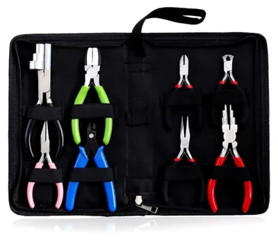 Produktbild von 8-teiliges Set Schmuckzangen, Spitzzange, Rundzange, Crimpzange, Drahtschneider und mehr für DIY Schmuckherstellung und Basteln