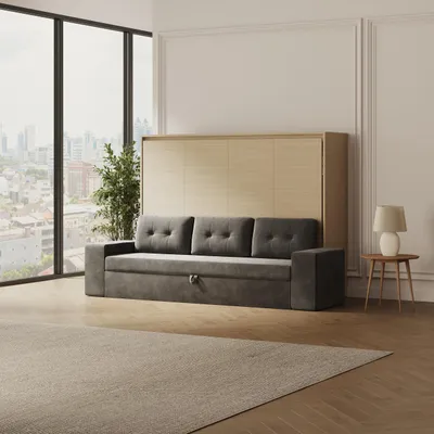Produktbild von SMARTBett Schrankbett M2 H  inkl.SOFA Anthrazit 140x200 cm  Kaiserberg Eiche