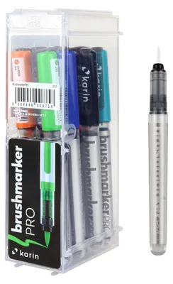 Produktbild von karin BrushmarkerPRO, Blau, Braun, Grün, Lila, Orange, Pink, Rot, Türkis, Gelb, Mehrfarbig, 1 Farben, Rund, 11 Stück(e)