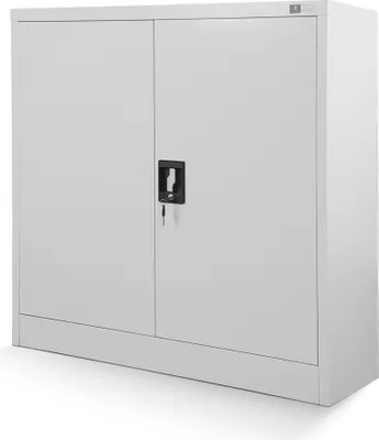 Produktbild von Kleiner Aktenschrank C001B Büroschrank mit Flügeltüren Metallschrank Lagerschrank Pulverbeschichtet Stahlblech 93 x 90 x 40 cm, Farbe: Grau