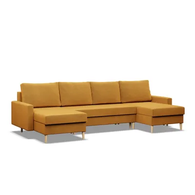 Produktbild von Ecksofa mit Schlaffunktion, Wendekissen, Sofa U-form BLANK Gelb, 294x140cm