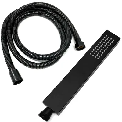 Produktbild von Set Duschkopf mit flexiblen Duschschlauch 1,5m Schwarz | Duschset Handbrause Brauseschlauch | Schlauch Brausekopf mit Antikalknoppen