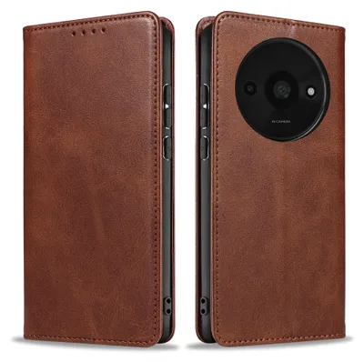 Produktbild von Handyhülle für Xiaomi Redmi A3 Kunstleder Flip Cover Hülle Klapphülle Case Kartenfach Farbe: Dunkelbraun