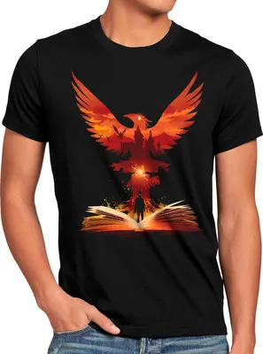 Produktbild von BaumwolleCloud Phoenix Herren T-Shirt eule harry zauberstab besen zauberschule