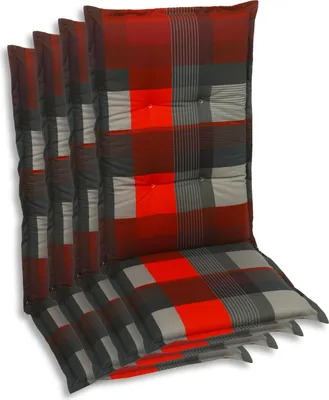 Produktbild von GO-DE Textil, Sesselauflage Mittellehner, 4er Set, Farbe: rot, Maße: 108 cm x 50 cm x 7 cm, Rueckenhoehe: 60 cm