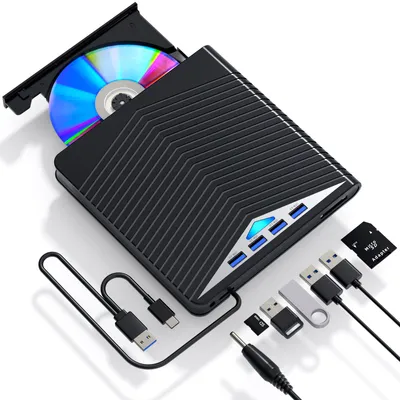 Produktbild von Externes Blu-ray-Laufwerk, DVD/BD-Player, Lesen/Schreiben, Tragbarer UHD-DVD-Recorder, für Win 7/8/10/11/PC, Schwarz