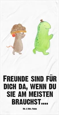 Produktbild von Mr. & Mrs. Panda Handtuch Schildkröte Maus - Weiß - Geschenk, Badehandtuch, Hilfe, Strandtuch, Reisehandtuch, Freunde, Duschhandtuch, Duschtuch