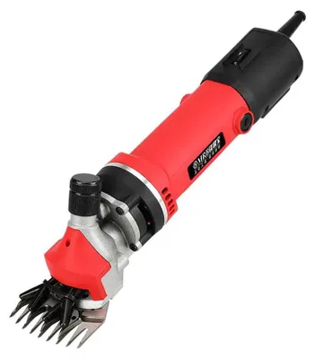 Produktbild von Elektrische Schaf- und Ziegenschermaschine - Wolltrimmer - 6 Geschwindigkeiten - 13-Zahn-Messer - Edelstahl - Profi Tierhaarschneider - Rot