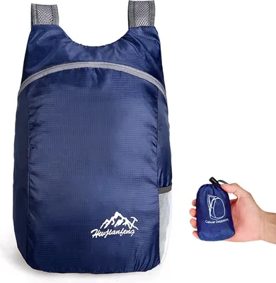 Image de sac à dos 20L ultra-léger, pliable & adapté au trekking, bleu foncé, pour randonnées & excursions à la journée