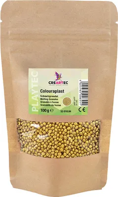 Produktbild von CREARTEC Colouraplast 100g - in leuchtendem Gold - zum Basteln kreativer Dekorationen und Geschenke - Bastelspaß für die ganze Familie