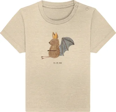 Produktbild von Mr. & Mrs. Panda  T-Shirt Fledermaus Sitzen 12. - 18. Monat - Natural Raw - Geschenk, Organic Baby Shirt, Motivation, Lustige Sprüche, Kinder Oberteil, Babyshirt