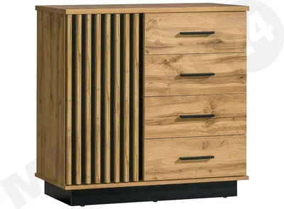 Produktbild von MIRJAN24 Kommode Piater 05 1D4S, Industrial Highboard, Stilvoll Sideboard, Loft Kollektion (Farbe: Wotan Eiche / Schwarz)