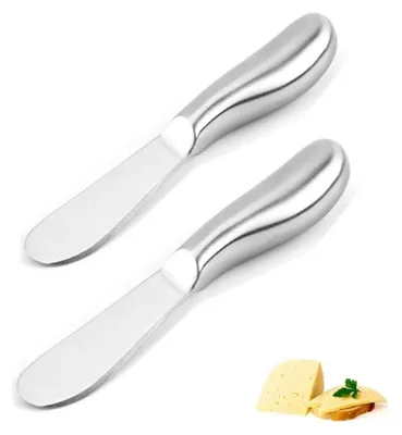 Produktbild von Edelstahl Buttermesser Klein Tafelmesser käsemesser-Set Käsemesser Dessertmesser mit ergonomischem Griff Brotzeitmesser13,5x2cm 2St