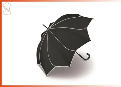 Image de Pierre Cardin Long Sunflower Parapluie automatique, Couleur:Black/White Piping