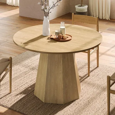 Produktbild von Esstisch Rund Ø 120 cm für 4-6 Personen Küchentisch Skandinavisch Eiche-Optik Stabil & Pflegeleicht Speisetisch Modern Hellbraun Holz-Design