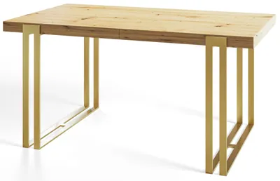 Produktbild von Rechteckiger Esstisch Rosa, Moderner Wohnzimmertisch 160-260x90x77 cm, Artisan mit Metallbeinen in Gold