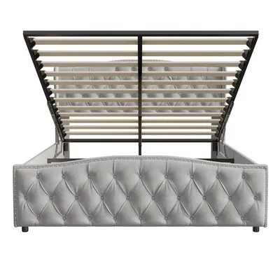 Produktbild von Fortuna Lai Boxspringbett 160x200 cm Doppelbett mit Lattenrost und Bettkasten – Hydraulisches Funktionsbett mit höhenverstellbarem Kopfteil, Samt