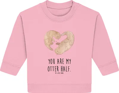 Produktbild von Mr. & Mrs. Panda Organic Baby Pullover Otter Herz 24. - 36. Monat - Baumwolle Pink - Geschenk, Bullover, Liebe, Seeotter