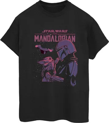 Image de Star Wars - "The Mandalorian Hello Friend" T-shirt pour femme BI45857 (S) (Noir)