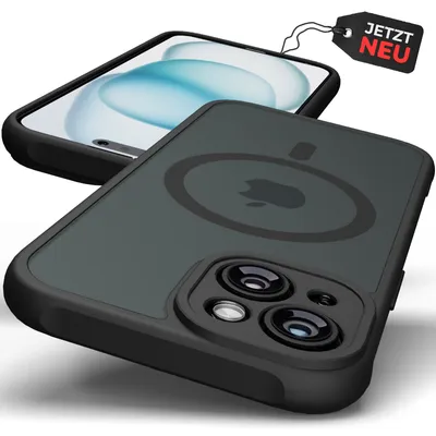 Produktbild von Hülle MagSafe Case Matt Schwarz Magnet Cover Schutz Bumper Kameraschutz Stoßfest Dünn Handyhülle Panzerhülle Magnetisch Modell: iPhone 15
