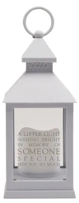 Gedenk-LED-Laterne, grau, 25 cm, mit flackernder Kerze