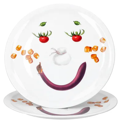 Immagine prodotto di set di 2 piatti da pizza smiley Ø30,5 cm in porcellana
