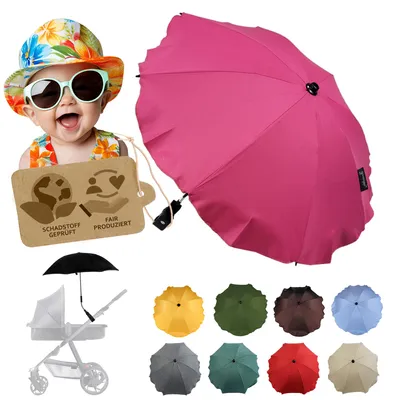 Produktbild von BAMBINIWELT Sonnenschirm für Kinderwagen Ø68cm UV-Schutz50+ Schirm Sonnensegel Sonnenschutz, pink