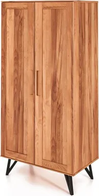 Produktbild von Kleiderschrank Rolo aus Kernbuche massiv 91x53x185 mit 2 Türen und Metallbeinen