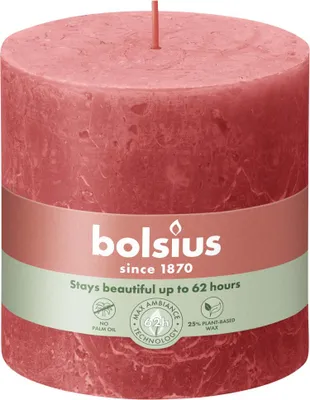 Produktbild von Bolsius Rustik Stumpenkerzen rosa Blüte, Höhe: 10 cm, Ø 10 cm