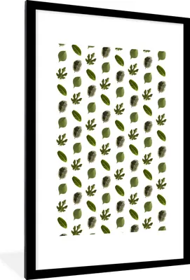 Produktbild von MuchoWow® MuchoWow® Gerahmtes Poster Blätter - Grün - Muster 60x90 cm - Poster mit zchwarzem Bilderrahmen - Dekoration - Wandposter Wohnzimmer - Hochwertig