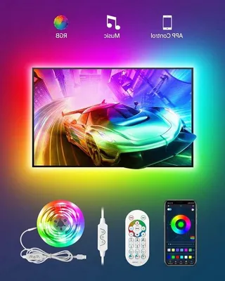 Immagine prodotto di Retroilluminazione per TV LED - Cambio colore RGBIC - 3 m - Adatta a TV da 32 a 60 pollici
