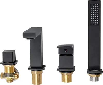 Produktbild von Badewannenarmatur-Set, Umsteller, Duschkopf, schwarz